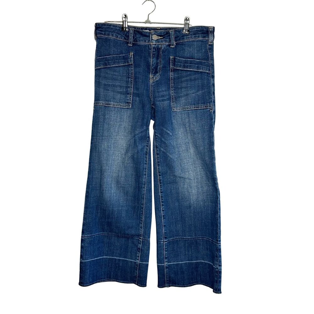Pilcro and the‎ Letterpress Wide Leg Cropped Jeans Blue Patch Pocket Size 27